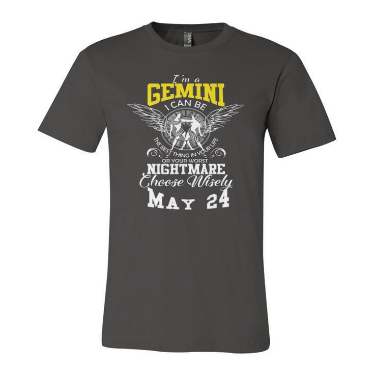 Gemini Zodiac Sign May 24 Horoscope Astrology Jersey T-Shirt