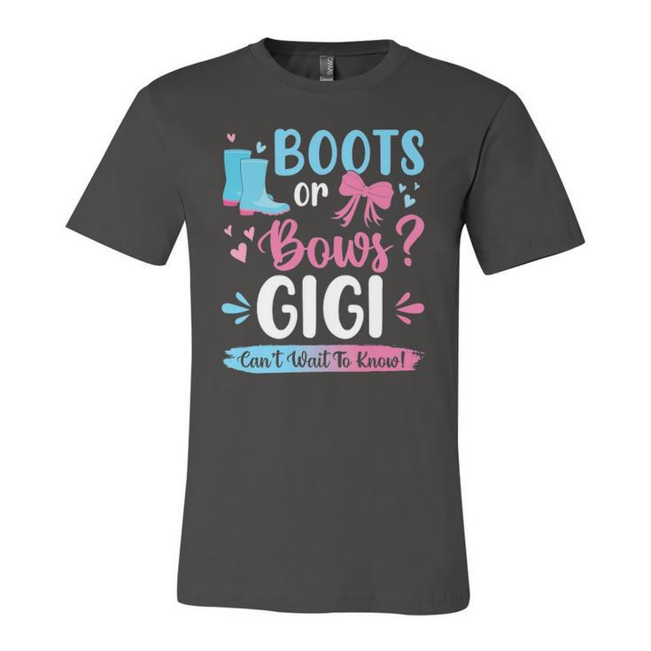 Gender Reveal Boots Or Bows Gigi Matching Baby Party Jersey T-Shirt