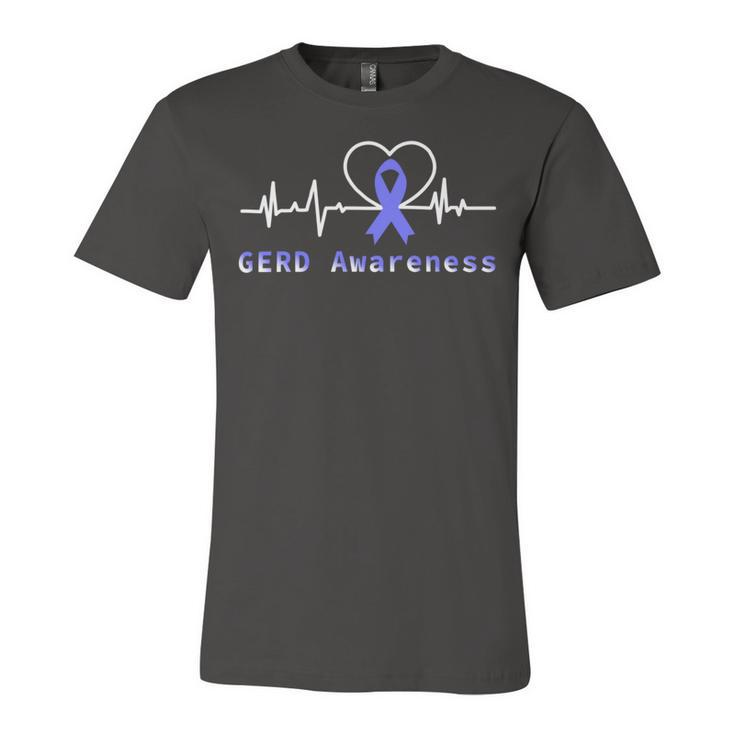 Gerd Awareness Heartbeat  Periwinkle Blue Ribbon  Gastroesophageal Reflux Disease  Gerd Awareness Unisex Jersey Short Sleeve Crewneck Tshirt