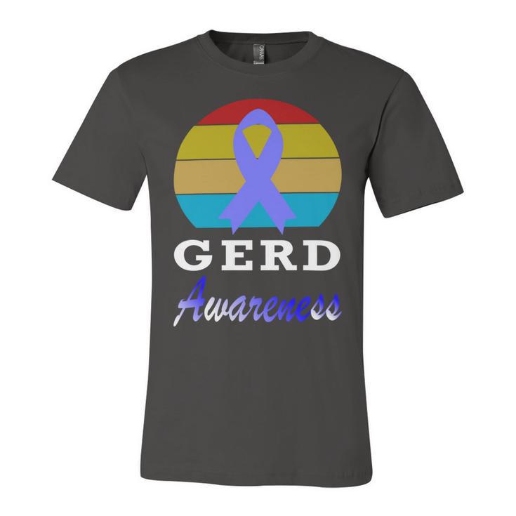 Gerd Awareness Vintage  Periwinkle Blue Ribbon  Gastroesophageal Reflux Disease  Gerd Awareness Unisex Jersey Short Sleeve Crewneck Tshirt