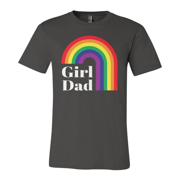 Girl Dad Outfit For Fathers Day Lgbt Gay Pride Rainbow Flag Jersey T-Shirt