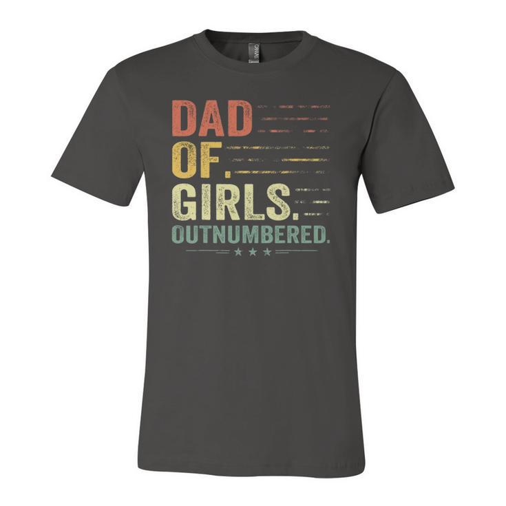 Girl Dad Outnumbered Fathers Day Father Of Girls Vintage Jersey T-Shirt