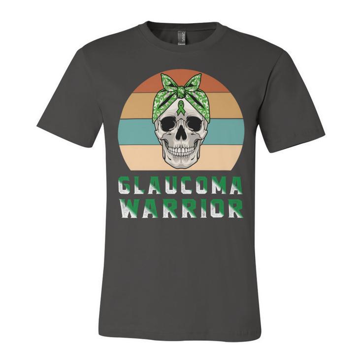 Glaucoma Warrior Skull Women Vintage Green Ribbon Glaucoma Glaucoma Awareness V2 Unisex Jersey Short Sleeve Crewneck Tshirt