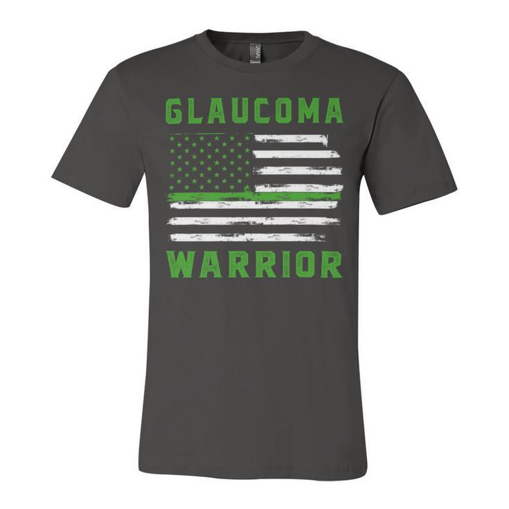 Glaucoma Warrior Usa Flag  United States Flag  Green Ribbon  Glaucoma  Glaucoma Awareness Unisex Jersey Short Sleeve Crewneck Tshirt