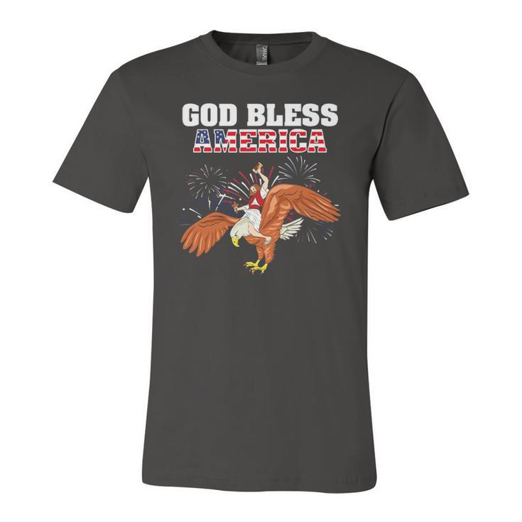 God Bless America Jesus Riding A Bald Eagle Jersey T-Shirt