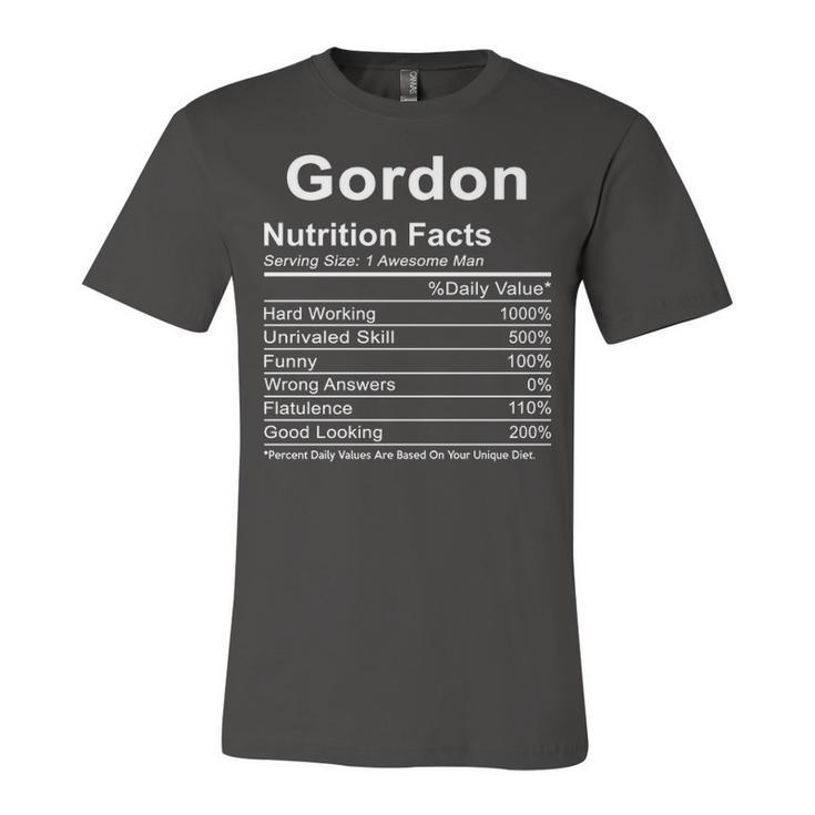 Gordon Name Funny Gift   Gordon Nutrition Facts Unisex Jersey Short Sleeve Crewneck Tshirt