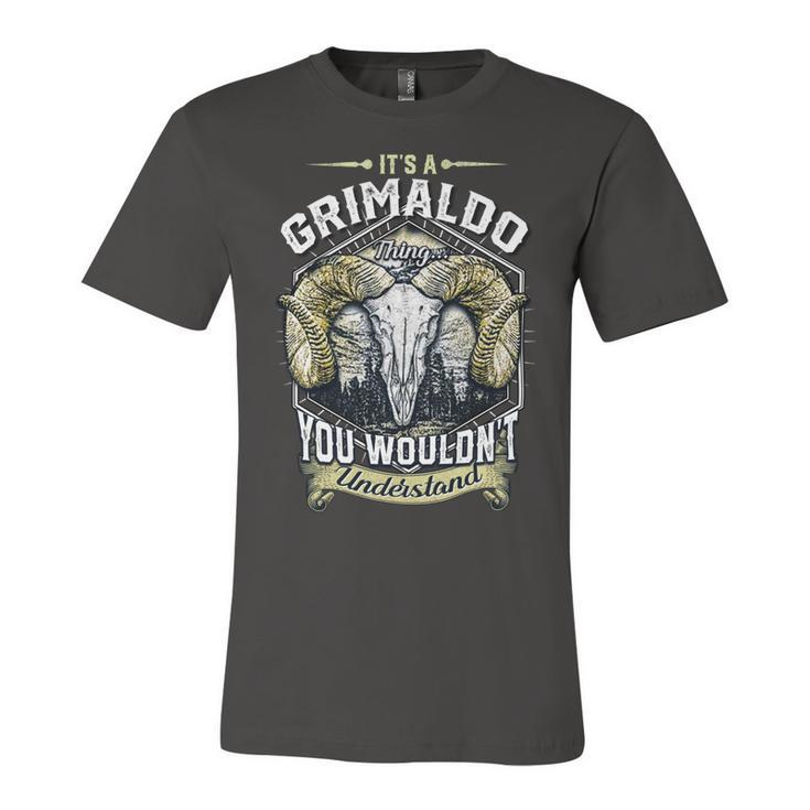 Grimaldo Name Shirt Grimaldo Family Name V2 Unisex Jersey Short Sleeve Crewneck Tshirt