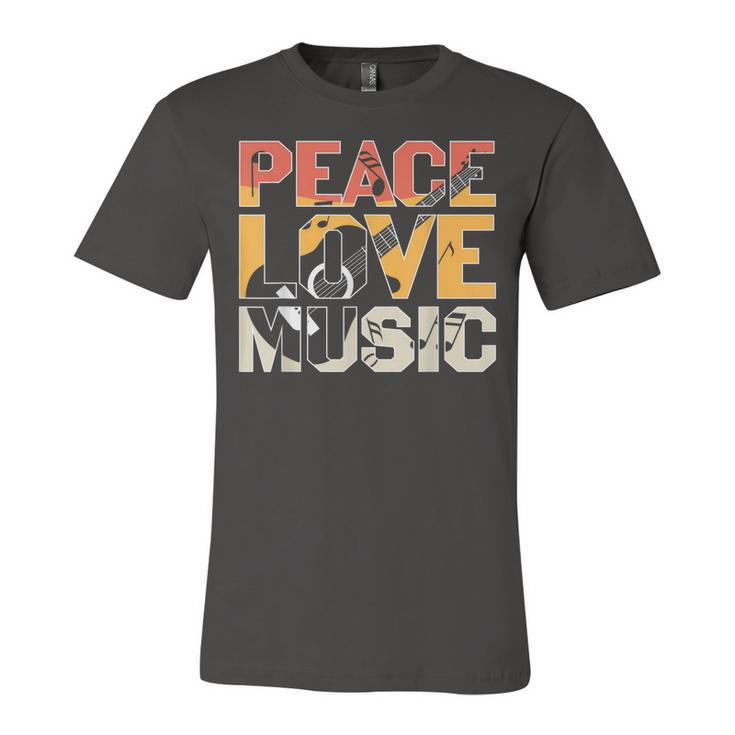 Guitar  Retro Peace Love Music Band Gift Guitarist  Unisex Jersey Short Sleeve Crewneck Tshirt