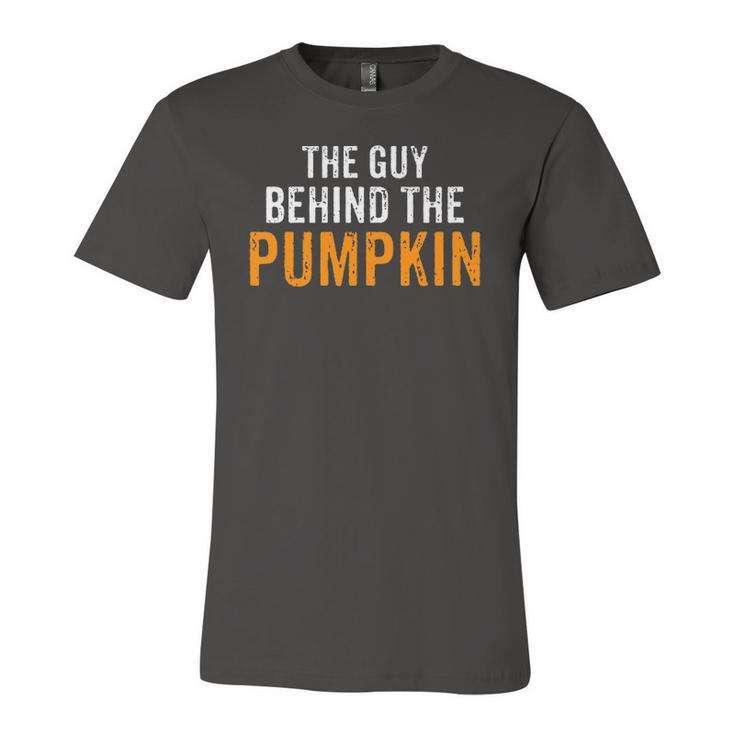 Im The Guy Behind The Pumpkin Dad Pregnancy Halloween Couple Jersey T-Shirt
