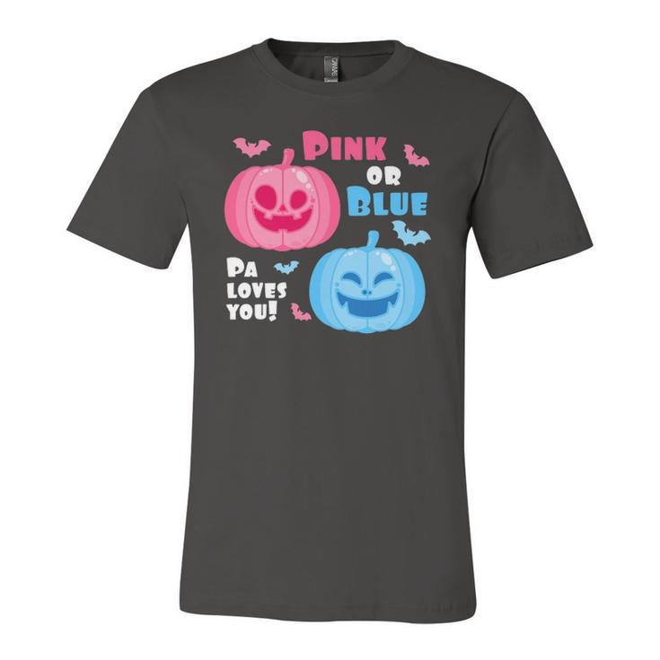 Halloween Gender Reveal Pa Loves You Fall Theme Jersey T-Shirt