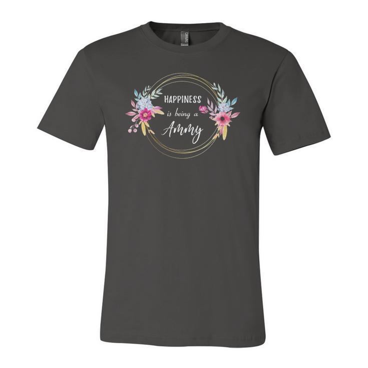 Happiness Is Being A Ammy Grandma Flower Jersey T-Shirt