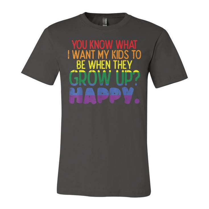 Happy Kids When Grow Up Parent Gay Pride Ally Lgbtq Month  Unisex Jersey Short Sleeve Crewneck Tshirt