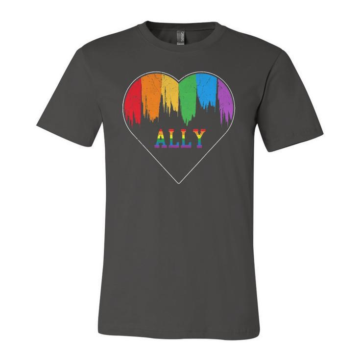 Hearts Lgbt Equality Love Lgbtq Rainbow Flag Gay Pride Ally Jersey T-Shirt