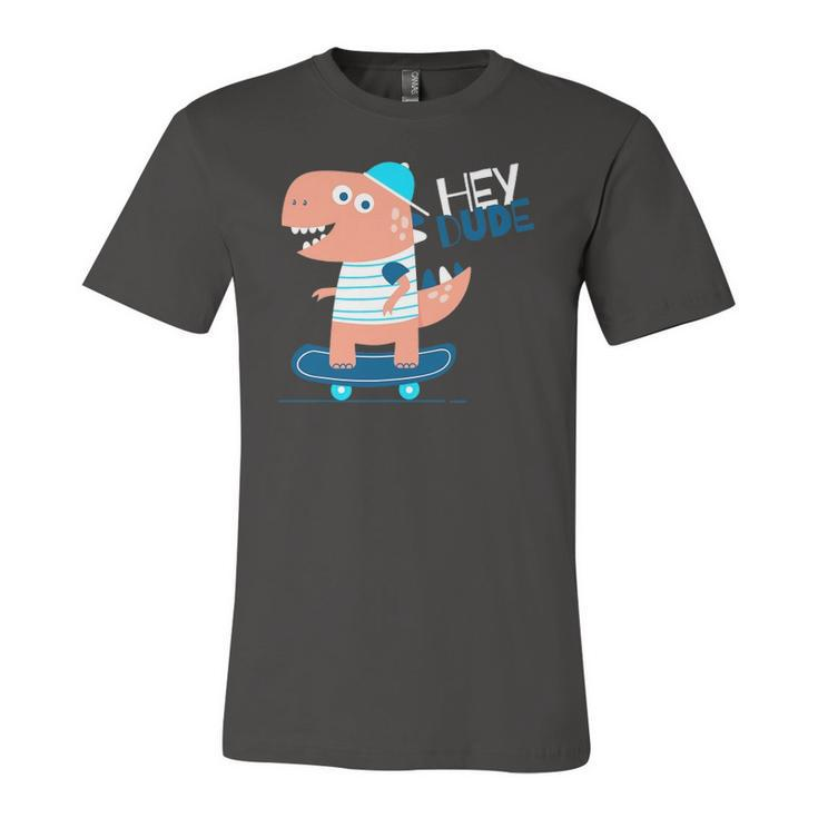 Hey Dude Skating Dinosaur Cool Graphic Jersey T-Shirt