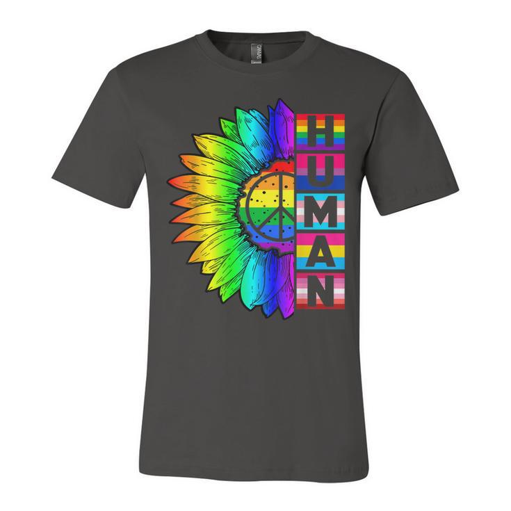 Human Sunflower Lgbt Flag Gay Pride Month Proud Lgbtq  V3 Unisex Jersey Short Sleeve Crewneck Tshirt