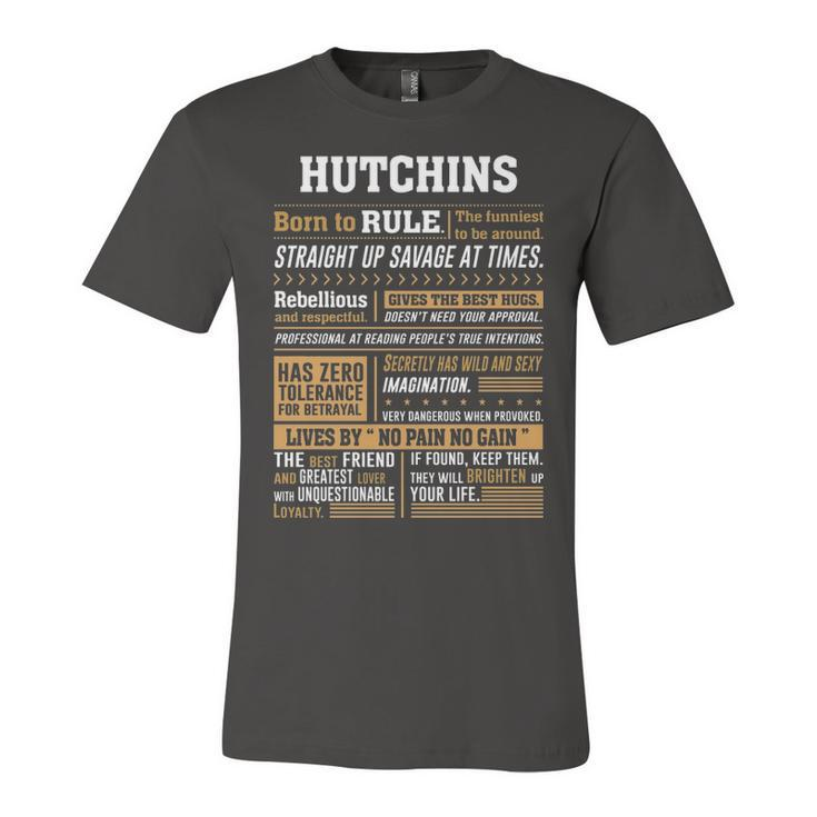 Hutchins Name Gift   Hutchins Born To Rule Unisex Jersey Short Sleeve Crewneck Tshirt