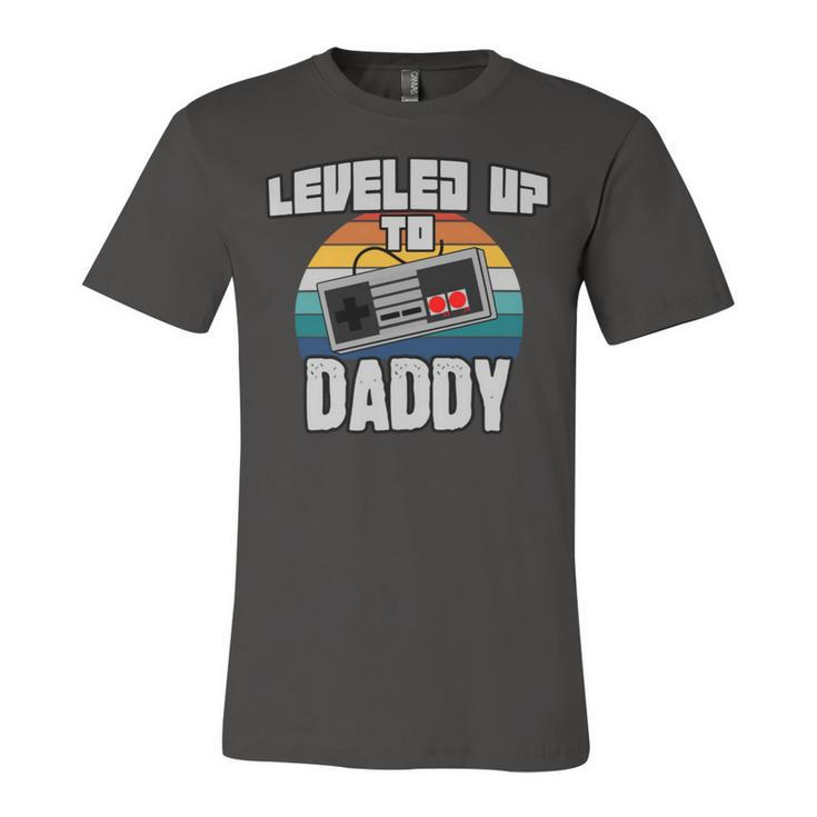 I Leveled Up To Daddy New Parent Gamer Promoted To Dad Unisex Jersey Short Sleeve Crewneck Tshirt