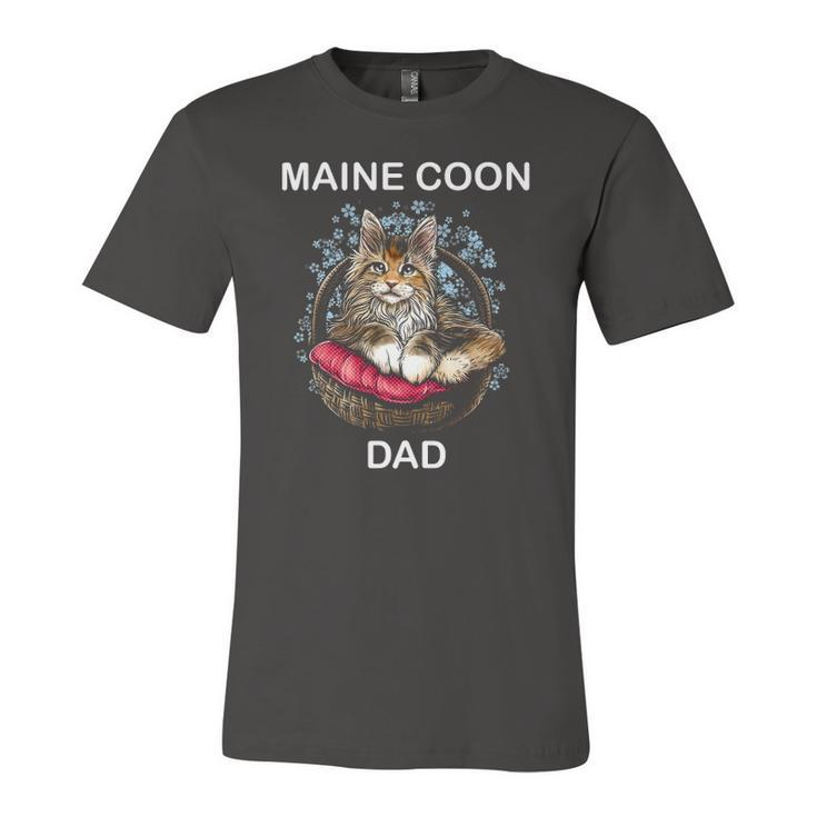 Illustration Art Of Maine Coon Cat For Dad Daddy Father Jersey T-Shirt