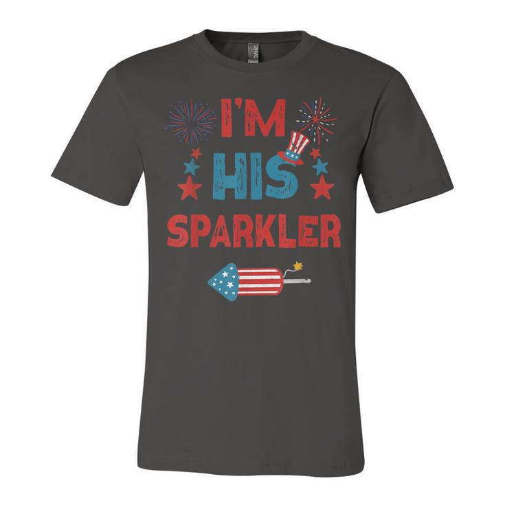 Im His Sparkler 4Th Of July Fireworks Matching Couples  Unisex Jersey Short Sleeve Crewneck Tshirt