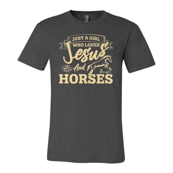 Jesus And Horses Horse Lover Girls Horseback Riding Jersey T-Shirt