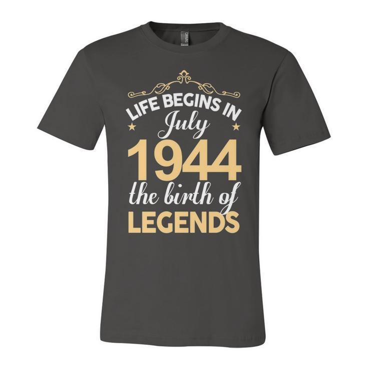 July 1944 Birthday   Life Begins In July 1944 V2 Unisex Jersey Short Sleeve Crewneck Tshirt
