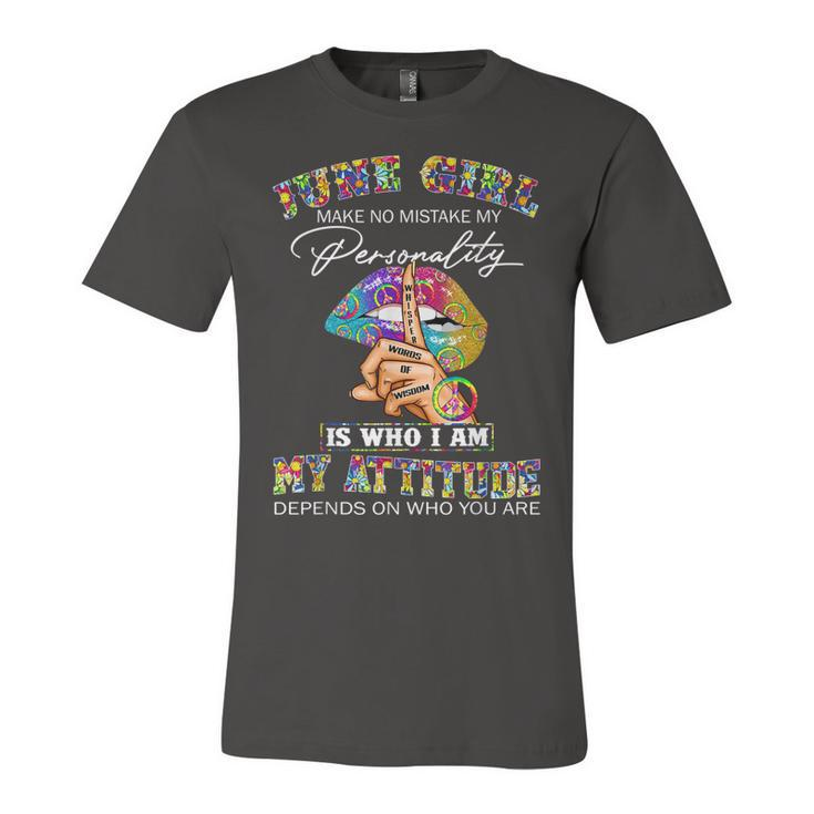 June Girl Lips Hippie Peace Gemini Girl Birthday Cancer Girl  Unisex Jersey Short Sleeve Crewneck Tshirt