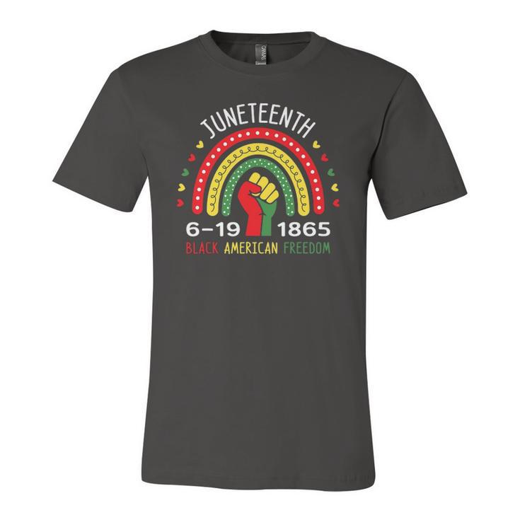 Juneteenth Celebrating Black America Freedom 1865 Rainbow Jersey T-Shirt
