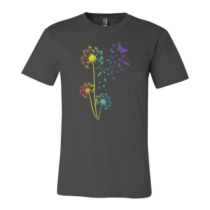 Just Dandelion Butterfly Breathe Rainbow Flowers Dragonfly Jersey T-Shirt