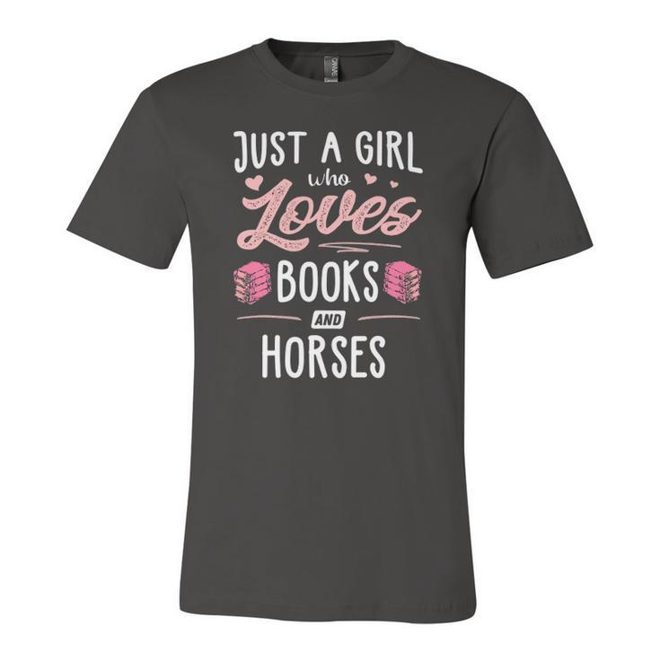 Just A Girl Who Loves Books And Horses Jersey T-Shirt