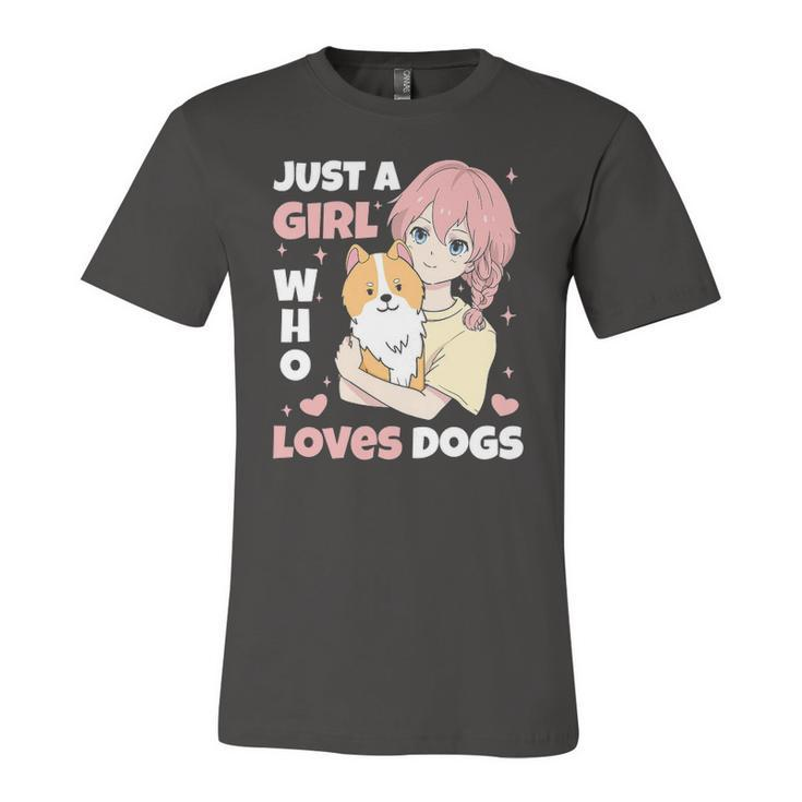 Just A Girl Who Loves Dogs Cute Corgi Lover Outfit & Apparel Jersey T-Shirt