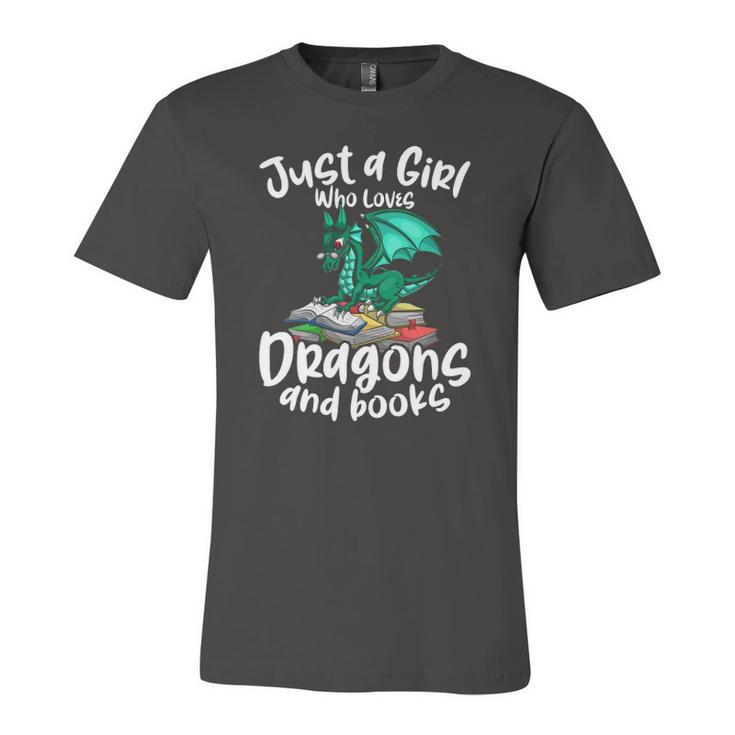 Just A Girl Who Loves Dragons And Books Reading Dragon Jersey T-Shirt
