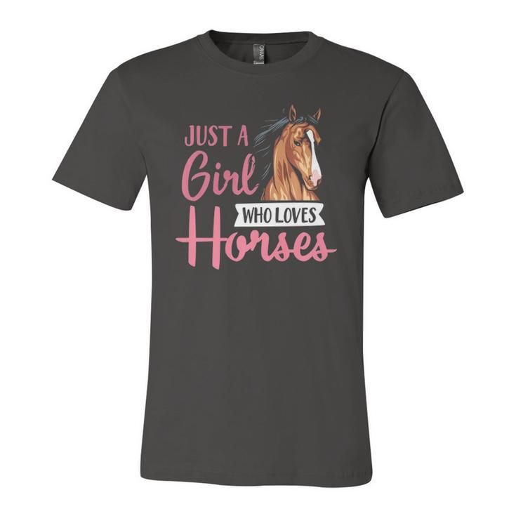 Just A Girl Who Loves Horses Cute Horseback Riding Lesson Jersey T-Shirt