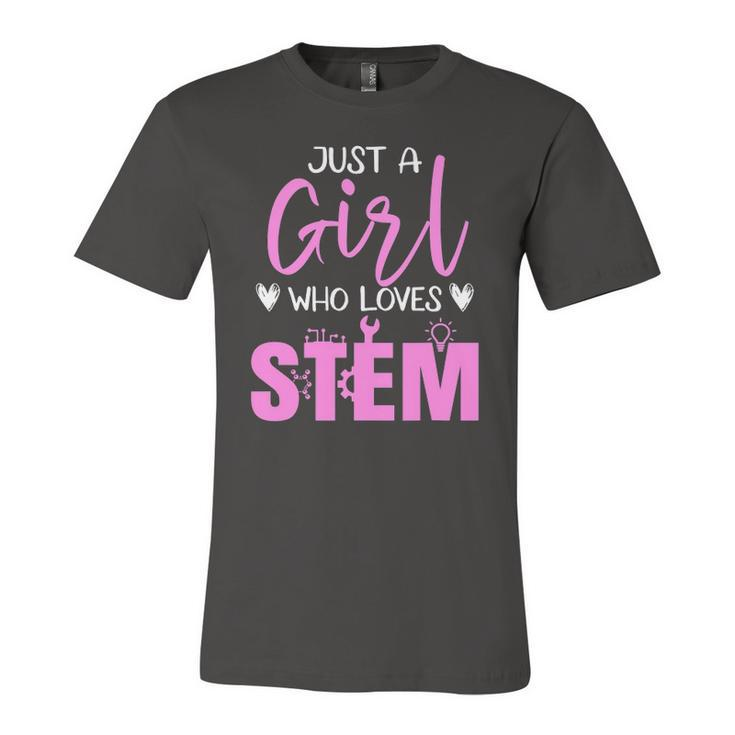Just Girl Who Loves Stem Teacher Jersey T-Shirt