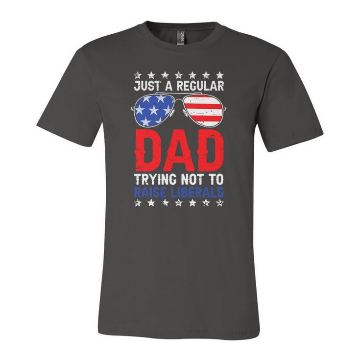 Just A Regular Dad Trying Not To Raise Liberals Voted Trump Jersey T-Shirt