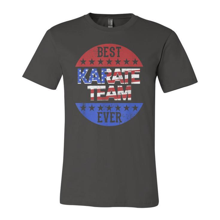 Karate Team Independence Day Patriotic Karateka Usa Flag Jersey T-Shirt