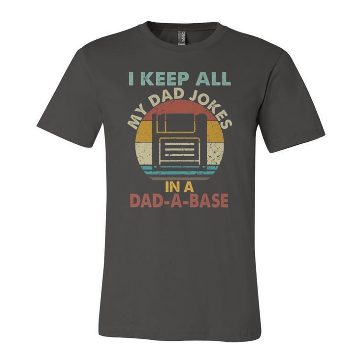 I Keep All My Dad Jokes In A Dad-A-Base Vintage Retro Daddy Jersey T-Shirt