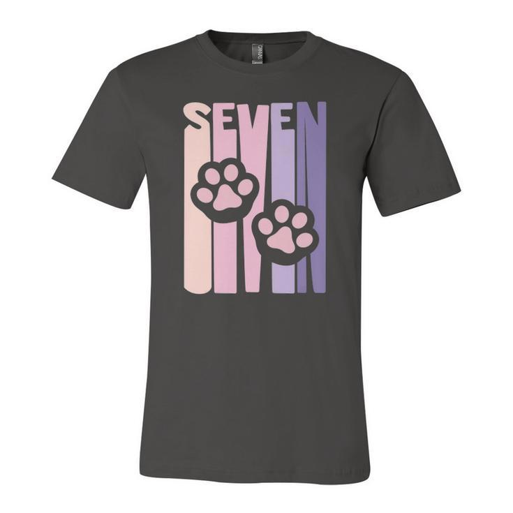 Kids 7Th Birthday Paw Cute Dog Fan 7 Years Old For Girls Jersey T-Shirt