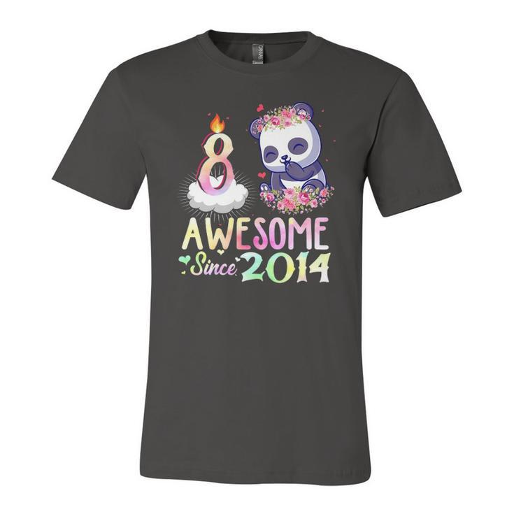 Kids Awesome Since 2014 8Th Birthday 8 Years Old Panda Girl Jersey T-Shirt