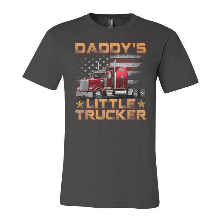 Kids Semi Truck Boys Gift Daddys Little Trucker Fathers Day  Unisex Jersey Short Sleeve Crewneck Tshirt