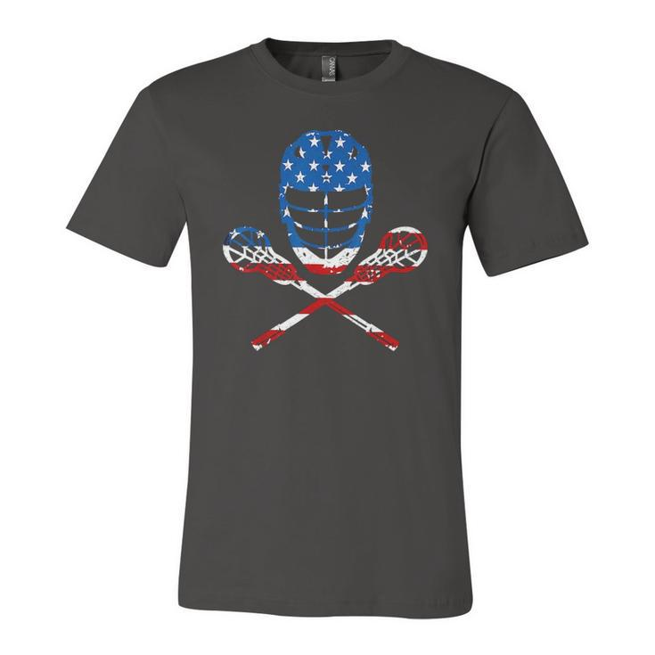 Lacrosse American Flag Lax Helmet Sticks 4Th Of July Jersey T-Shirt
