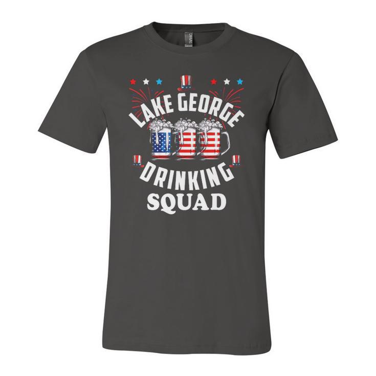 Lake George Drinking Squad 4Th Of July Usa Flag Beer Jersey T-Shirt