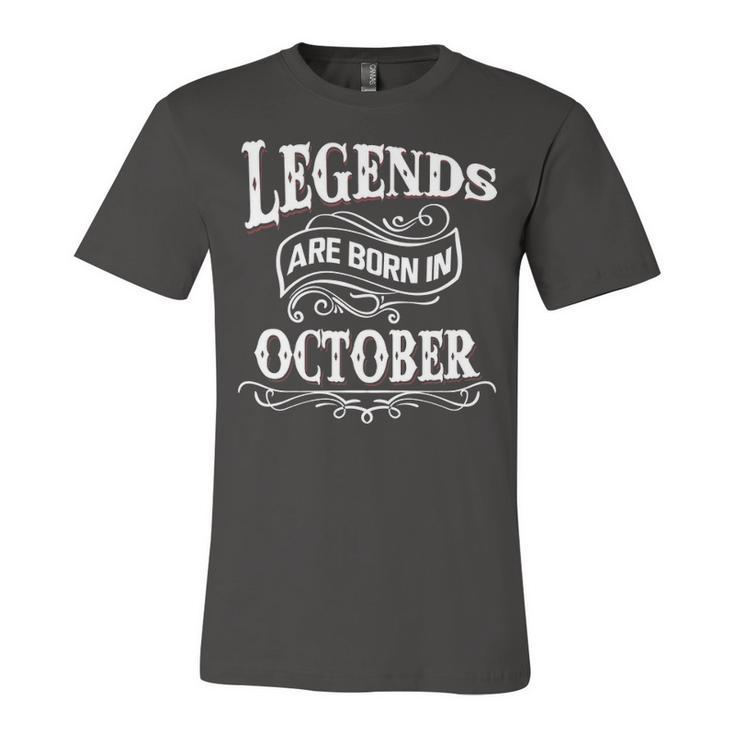 Legends Are Born In October Unisex Jersey Short Sleeve Crewneck Tshirt