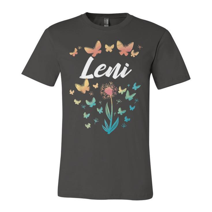 Leni Birthday Sister Butterfly Dandelion Name Leni  Unisex Jersey Short Sleeve Crewneck Tshirt