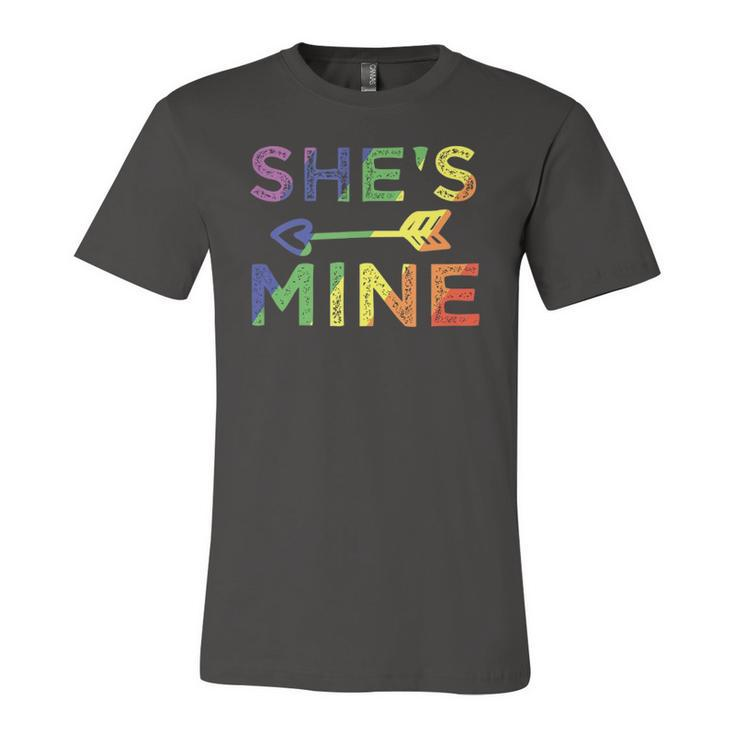 Lesbian Couple Shes Mine Im Hers Matching Lgbt Pride Jersey T-Shirt