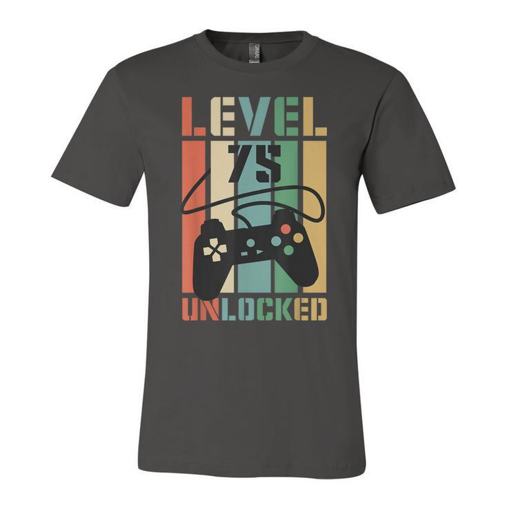 Level 75 Unlocked Funny Video Game 75Th Birthday Gamer Party  Unisex Jersey Short Sleeve Crewneck Tshirt