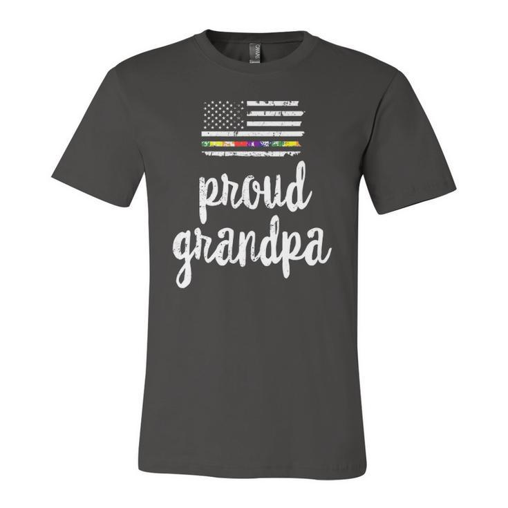 Lgbt Pride American Flag Proud Grandpa 4Th Of July Jersey T-Shirt