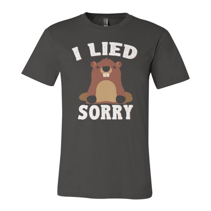 I Lied Sorry Groundhog Day Brown Pig Jersey T-Shirt