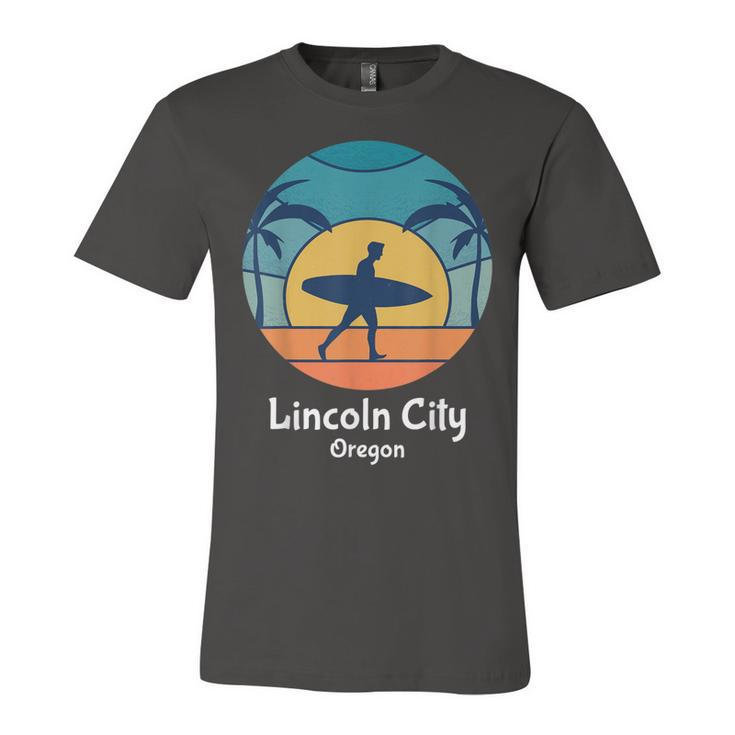 Lincoln City Oregon Surfing Surfer Vintage Sunset Surf Beach  Unisex Jersey Short Sleeve Crewneck Tshirt