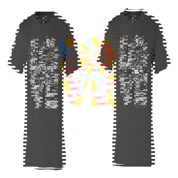 Love 4Th Of July Leopard Us Flag Sunflower Fourth Of July  Unisex Jersey Short Sleeve Crewneck Tshirt