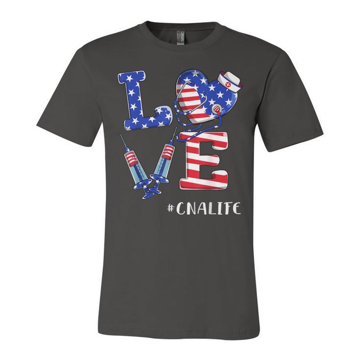 Love Cna Life Nurse 4Th Of July American Flag Patriotic  Unisex Jersey Short Sleeve Crewneck Tshirt